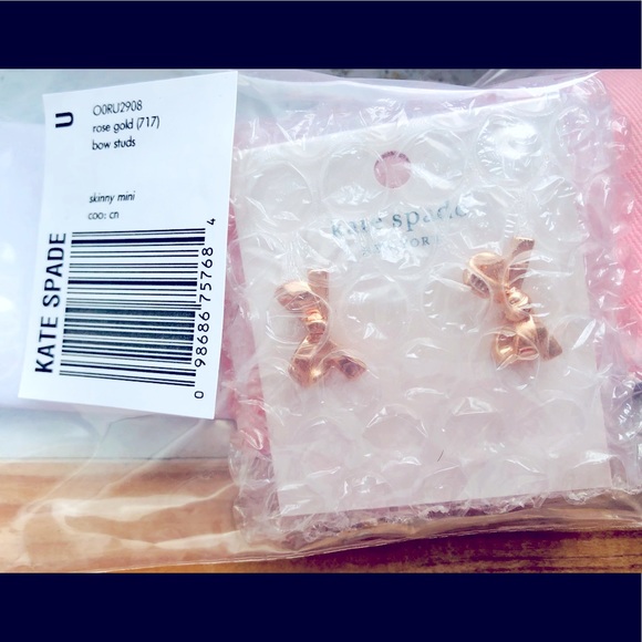 Kate Spade | NWT Rose Gold Skinny Mini Bow Studs - Picture 4 of 5